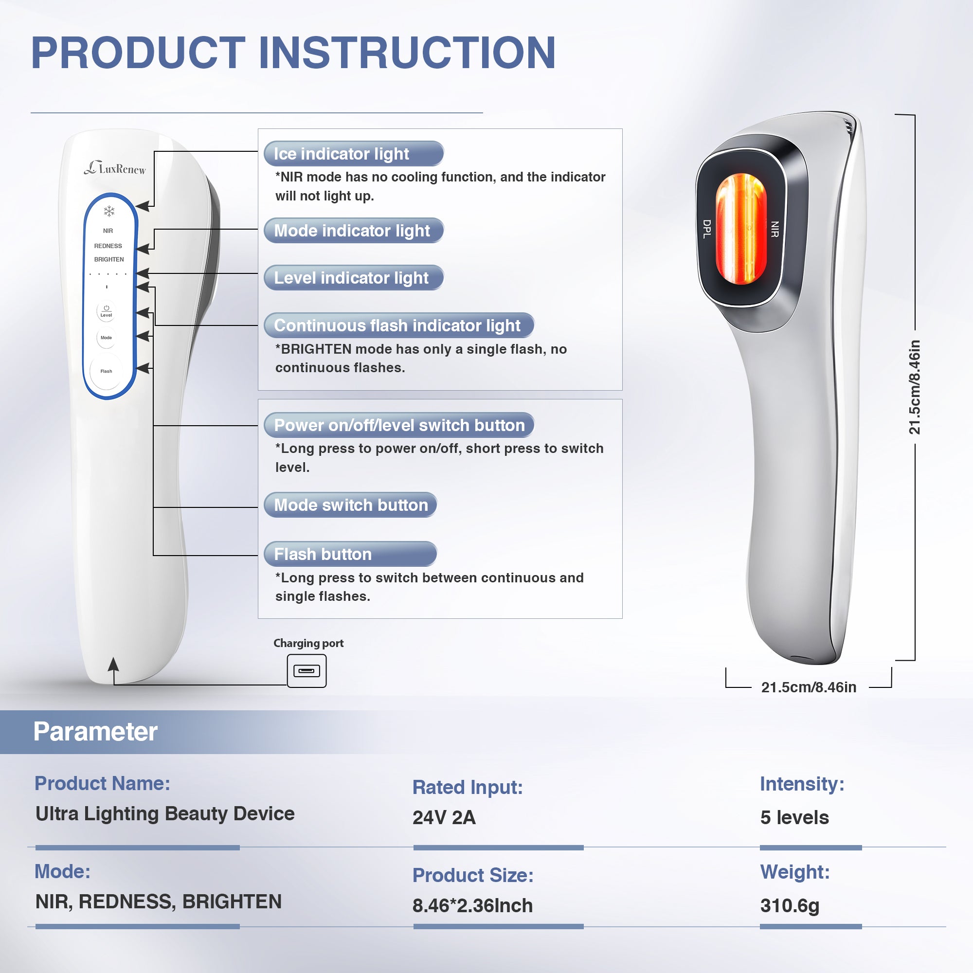 LuxRenew Clear Pro DPL NIR Beauty Device